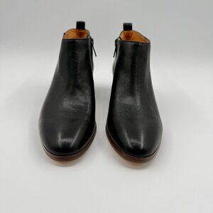 J.Crew Factory Women’s 8.5 Sawyer Black Leather Ankle Boots Stacked Heel NWOB